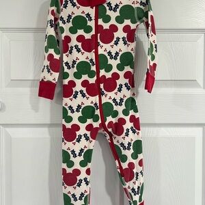 Christmas Mickey- Zipper - One Piece Pajamas - Red and Green ❤️💚